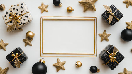 Repeating gold patterns arranged symmetrically on matte-black surfaces.の写真素材