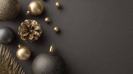Crisp gold snowflakes presented over velvet-like matte black.の写真素材
