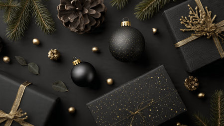 Velvet-black textures paired with richly reflective gold elements.の写真素材