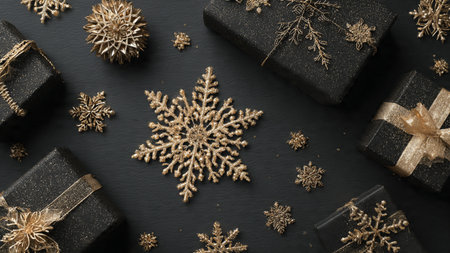 A bright gold frame contrasting with deep matte-black interiors.の写真素材