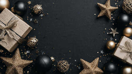 A seamless blend of matte-black tones and premium gold accents.の写真素材