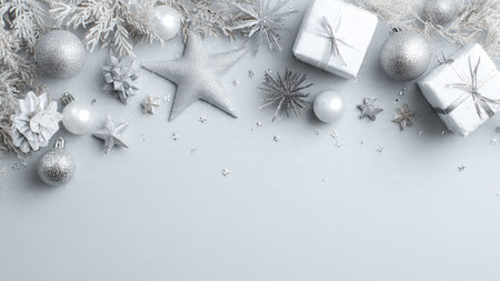 Christmas and New Year holidays background. Top view with copy space.
