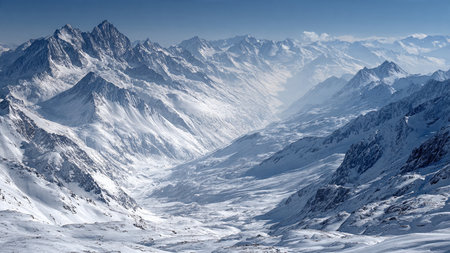 Beautiful alpine panoramic view of the Swiss Alps.