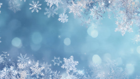 A winter holiday glow accented with shimmering bokeh and flakes.