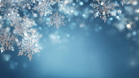 A smooth winter horizon with glowing flakes.