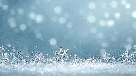 A crystal-themed winter background with shimmering snowflakes and a clean center.