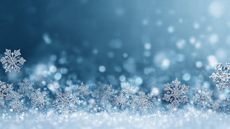 A soft sky-blue gradient background filled with snowflake sparkles.