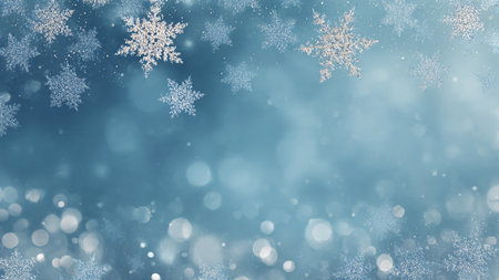 A drifting crystal-snow design with a luxury blue gradient.