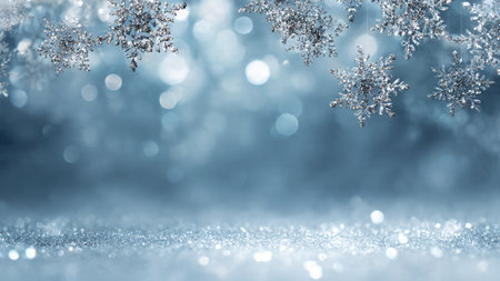 A halo of bright winter snowflakes framing a blank message area.