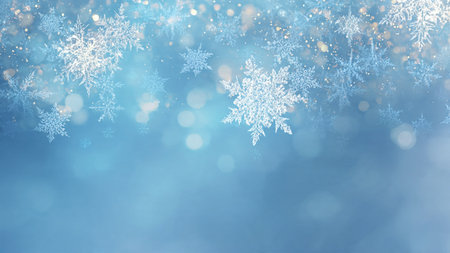 A glowing snowflake ring framing a blank text zone.の写真素材