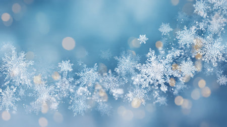 A glowing winter frame with frosty snowflakes and a blank interior.