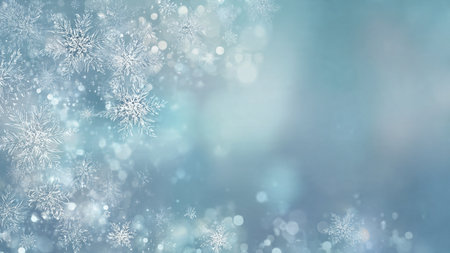 A subtle winter aesthetic with delicate snowflakes and bokeh surrounding a clear center.