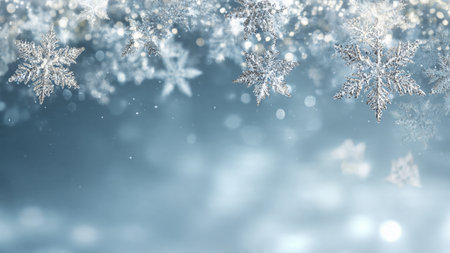 A clean premium winter background featuring crystal-like snowflakes.