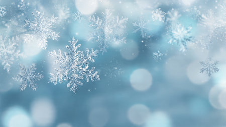 A calming winter backdrop with floating bokeh and subtle snowflakes.
