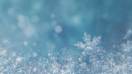 A flaring bokeh light effect with shimmering snow.