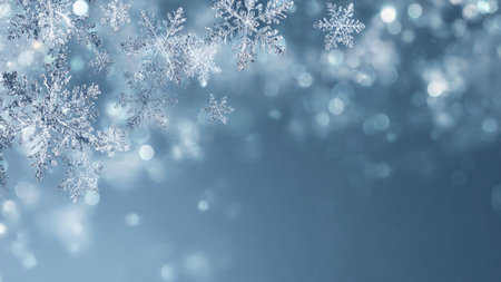 A luxurious icy-blue backdrop with sparkles and soft bokeh.の写真素材