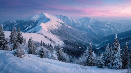 An ultra-sharp snowy horizon sits beneath a glowing pastel sky.