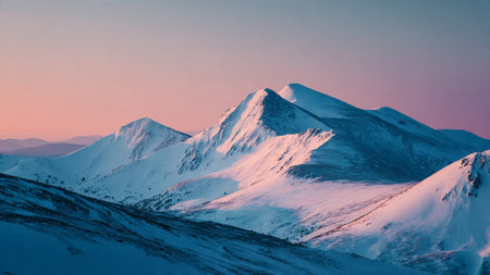 Pastel rays create depth on icy sharp terrain.の写真素材