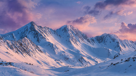 A stunning winter range illuminated by pastel dawn light with razor-sharp clarity.