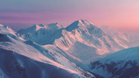 A clean, high-definition winter landscape under soft pastels.