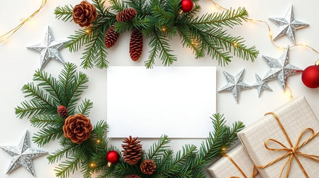 A clean, frosted-tone Christmas frame with traditional d