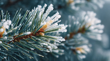 The branches of a tree in the snow close-up.の写真素材