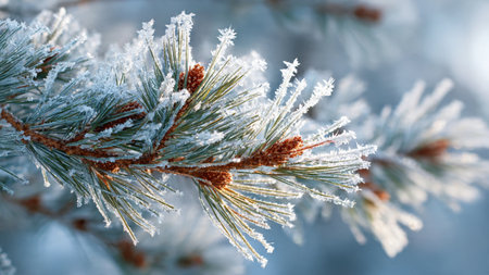 The branches of a tree in hoarfrost close-up