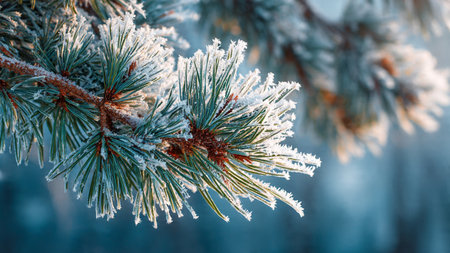 The branches of a tree in the snow close-up.の写真素材