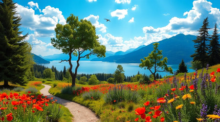 High cliffs overlooking turquoise tropical seas.の写真素材