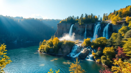 Quiet forest horizon creating a peaceful natural background.の写真素材