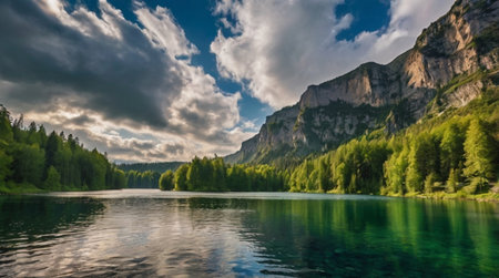 Powerful storm clouds over natural landscapes.の写真素材