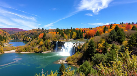 Fresh green hills symbolizing renewal and calm.の写真素材