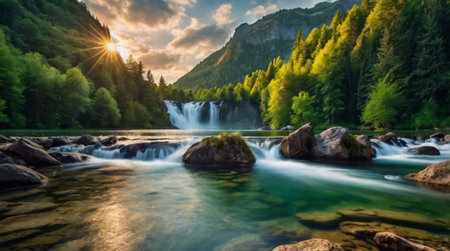 Secluded waterfall deep in the forest, captured in 4K.
