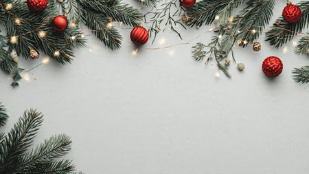 Clean modern festive background with subtle holiday decor.の写真素材