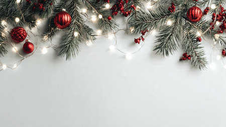Simple and stylish Christmas background with fairy lights.