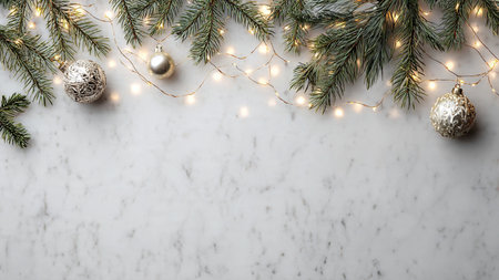 Simple modern Christmas background with copy space.の写真素材