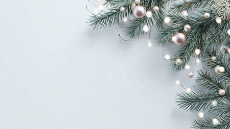 Contemporary festive background with pine branches and subtle lighting.