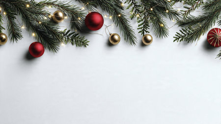 Elegant minimalist Christmas design with white copy space.の写真素材
