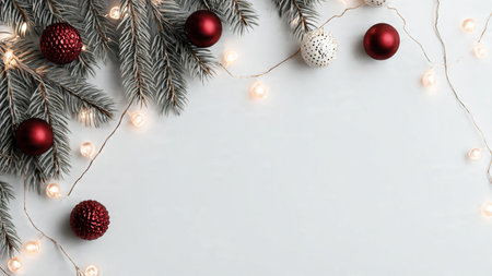 High-resolution minimalist festive background with pine greenery.