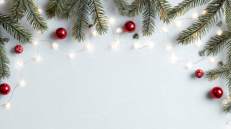 High-quality minimalist holiday background with pine branches and modern design.
