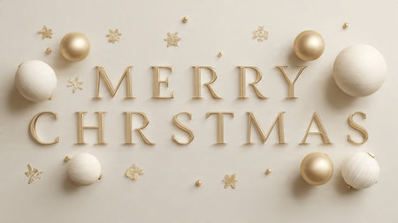 Dark blue Merry Christmas typography enhanced with silver accents and gradient depth.の写真素材