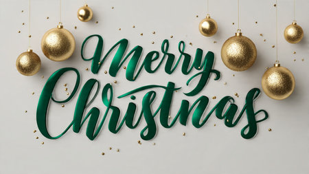 Rose-gold Merry Christmas typography with gentle blush highlights.の写真素材