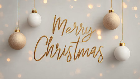 Timeless gold typography paired with ivory ornaments and warm light.の写真素材