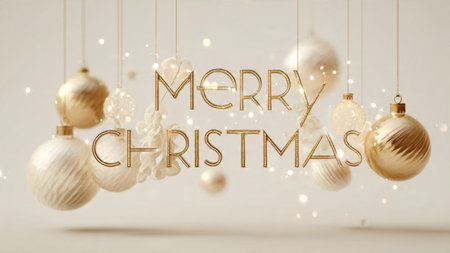 Rose-gold typography with blush accents and gentle festive lighting.の写真素材