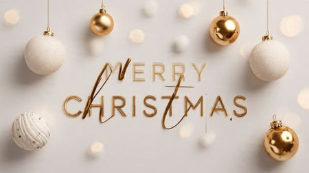 Midnight blue Merry Christmas typography with falling silver light effects.の写真素材