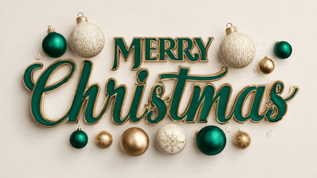 Emerald lettering and gold accents creating a stately festive look.
