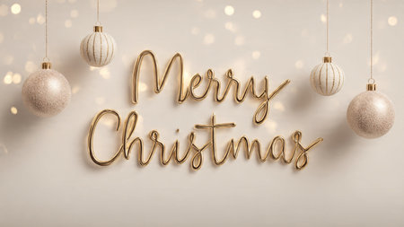 Minimalist gold typography with ivory accents for a serene luxury holiday look.の写真素材