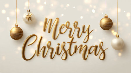 Elegant green typography enhanced with metallic gold elements for premium seasonal branding.の写真素材