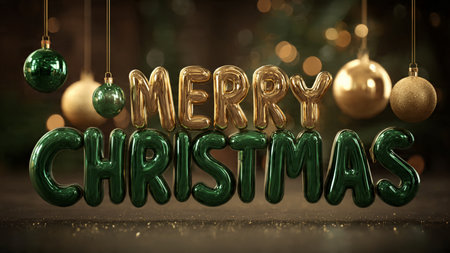 Merry Christmas and Happy New Year greeting card. 3D renderingの写真素材