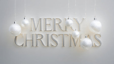 Merry christmas and happy new year decoration on white wall backgroundの写真素材